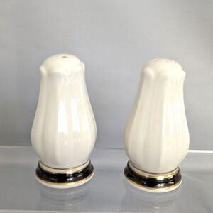 Noritake Ivory and Ebony Salt and Pepper Shakers 7274 VTG Tulip Gold Trim Box